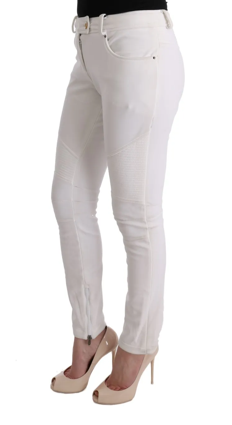 Ermanno Scervino Women's Chic White Slim Fit Cotton Pants