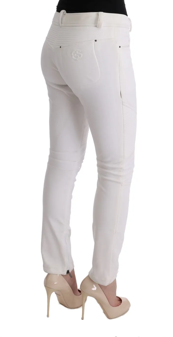 Ermanno Scervino Women's Chic White Slim Fit Cotton Pants