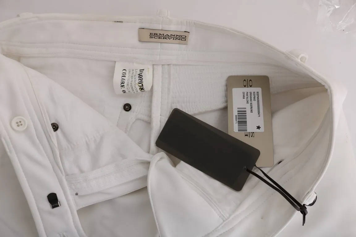 Ermanno Scervino Women's Chic White Slim Fit Cotton Pants