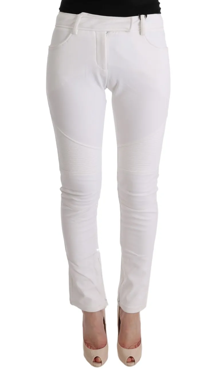 Ermanno Scervino Women's Chic White Slim Fit Cotton Trousers