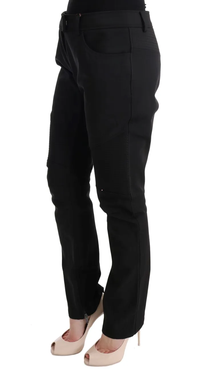 Ermanno Scervino Women's Sleek Black Cotton Slim Fit Pants