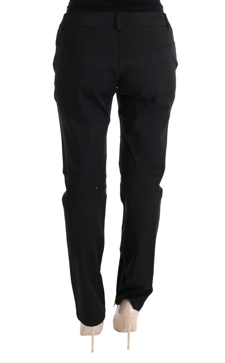 Ermanno Scervino Women's Sleek Black Cotton Slim Fit Pants