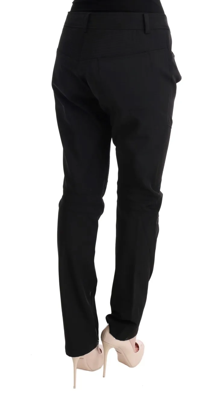 Ermanno Scervino Women's Sleek Black Cotton Slim Fit Pants