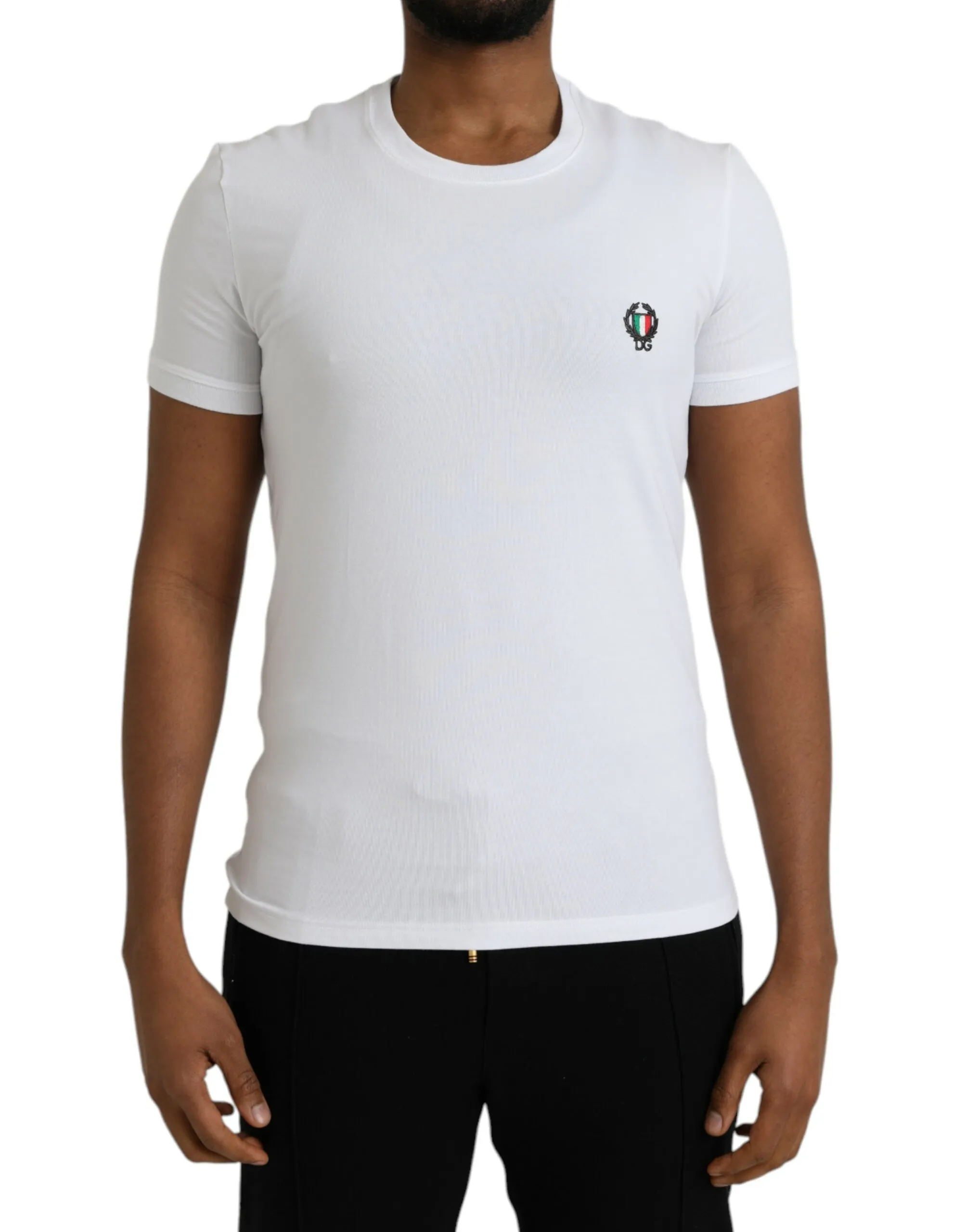 Dolce & Gabbana Men's White Logo Crest Crew Neck Underwear T-shirt