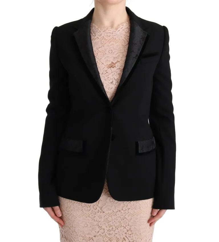Dolce & Gabbana Women's Elegant Black Jacquard Slim Fit Blazer