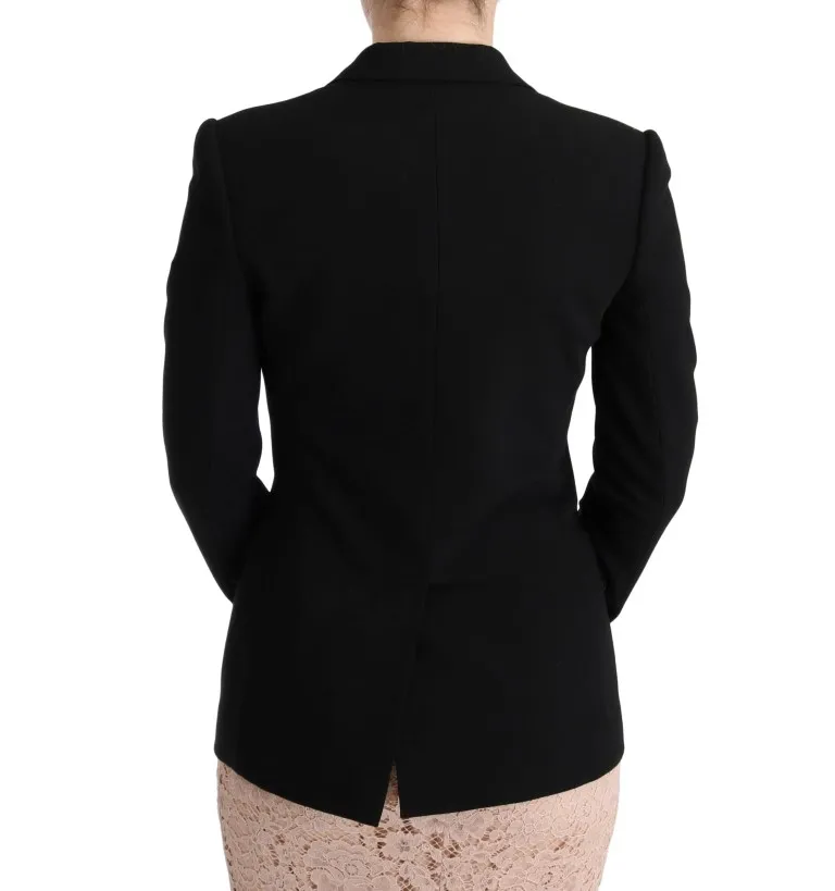 Dolce & Gabbana Women's Elegant Black Jacquard Slim Fit Blazer