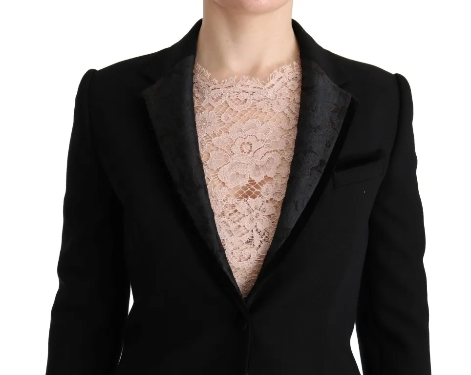 Dolce & Gabbana Women's Elegant Black Jacquard Slim Fit Blazer