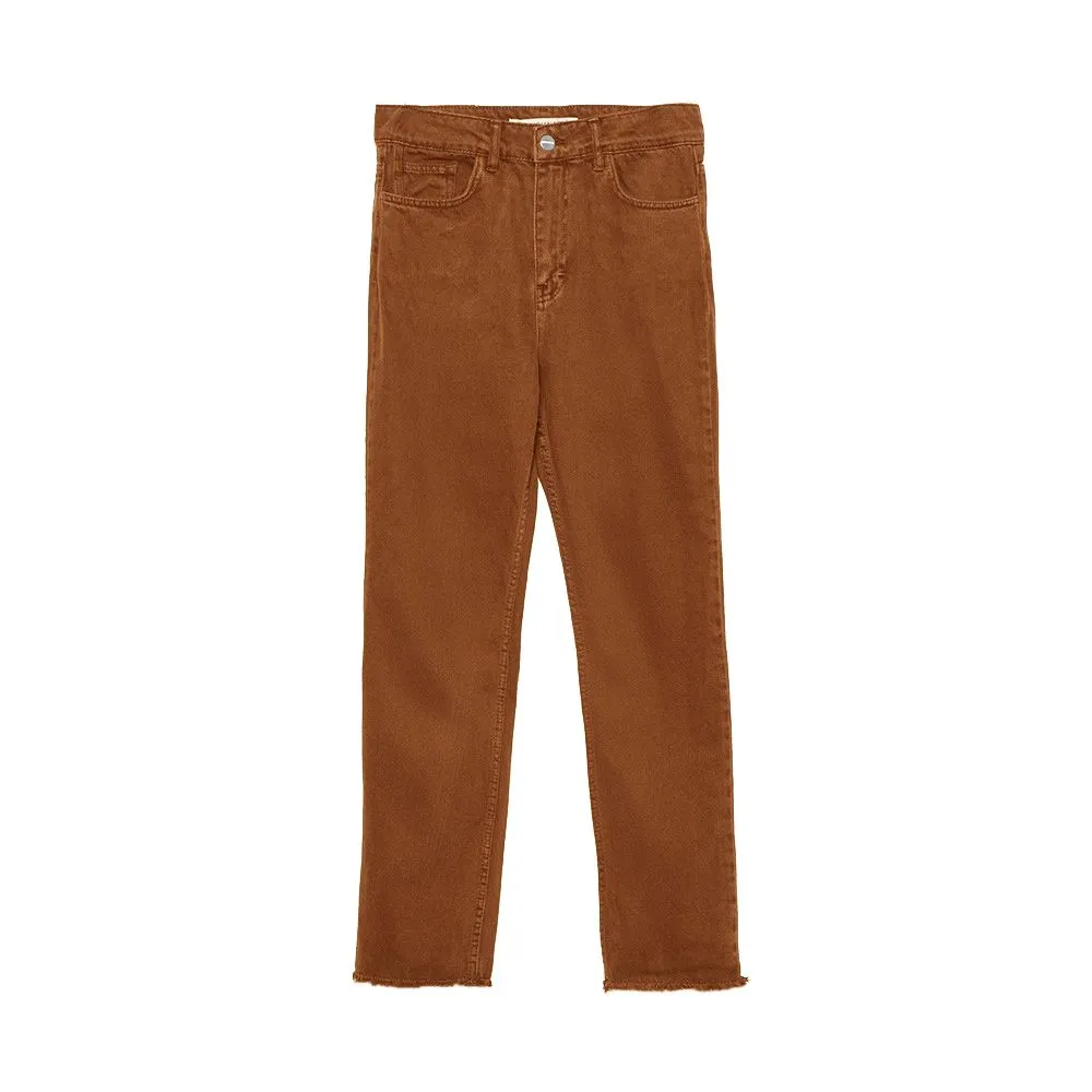 Hinnominate Women's Chic Raw Cut Brown Jeans for Women