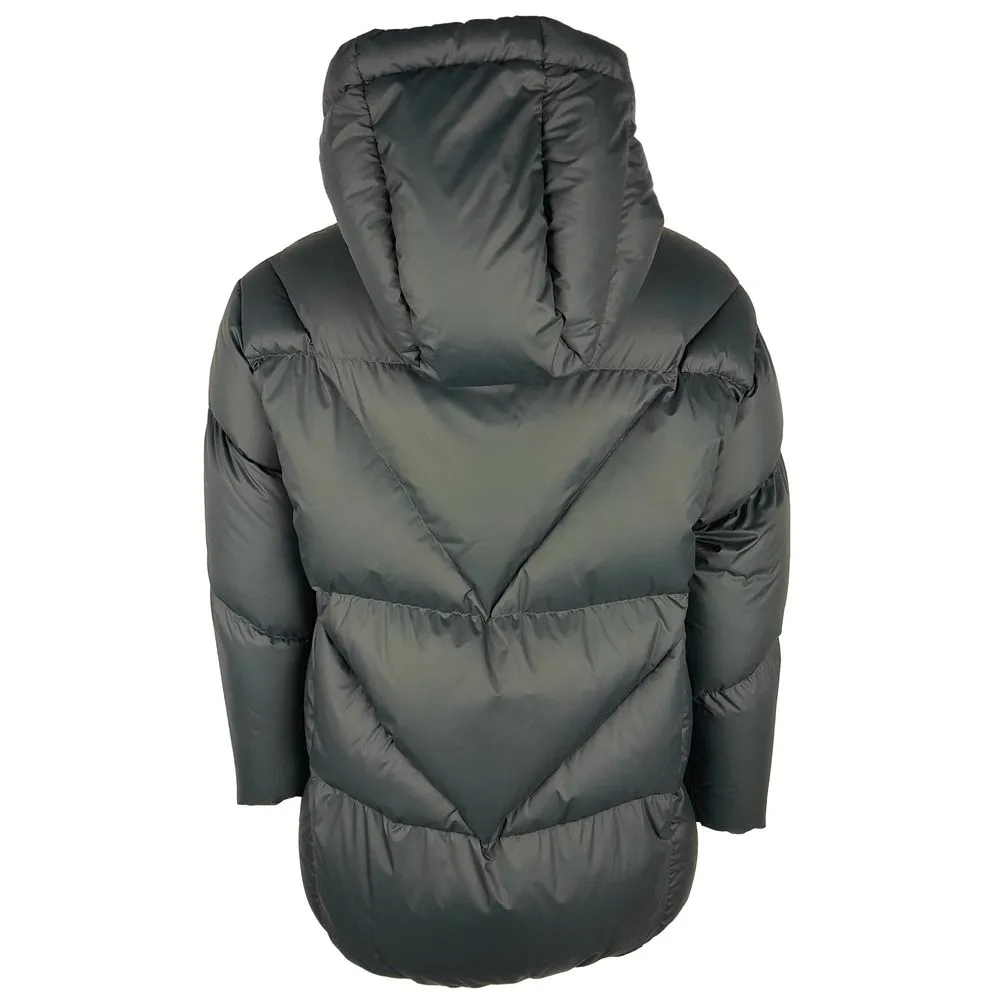 Centogrammi Women's Elegant Fuchsia-Lined Grey Down Duvet Jacket