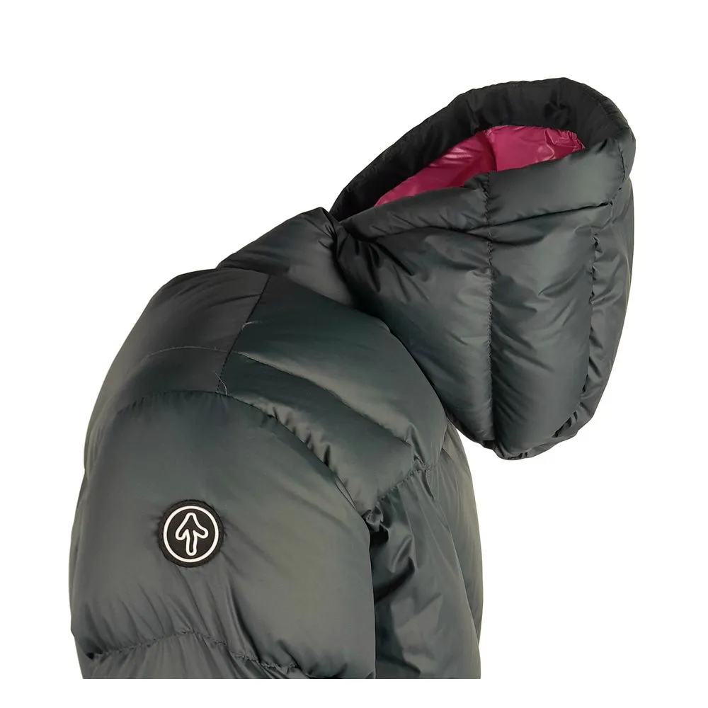 Centogrammi Women's Elegant Fuchsia-Lined Grey Down Duvet Jacket