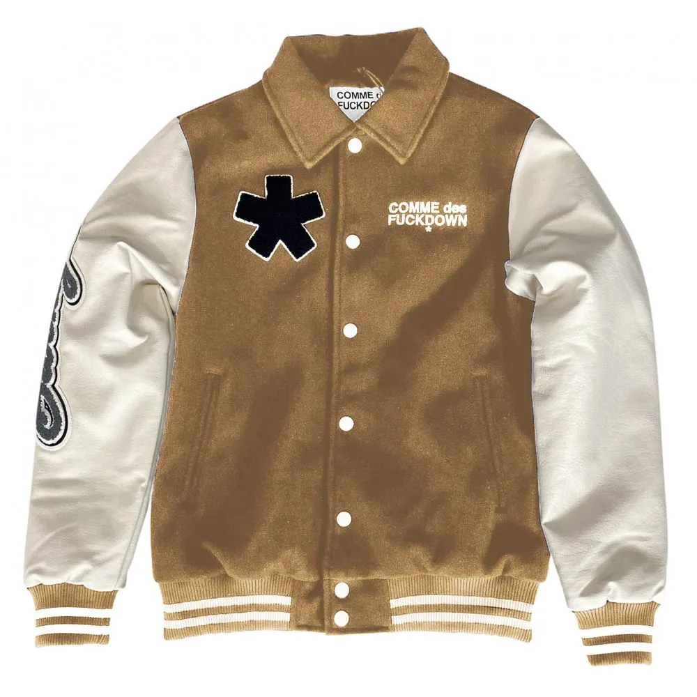 Comme Des Fuckdown Women's Chic Cotton and Faux Leather Bomber Jacket