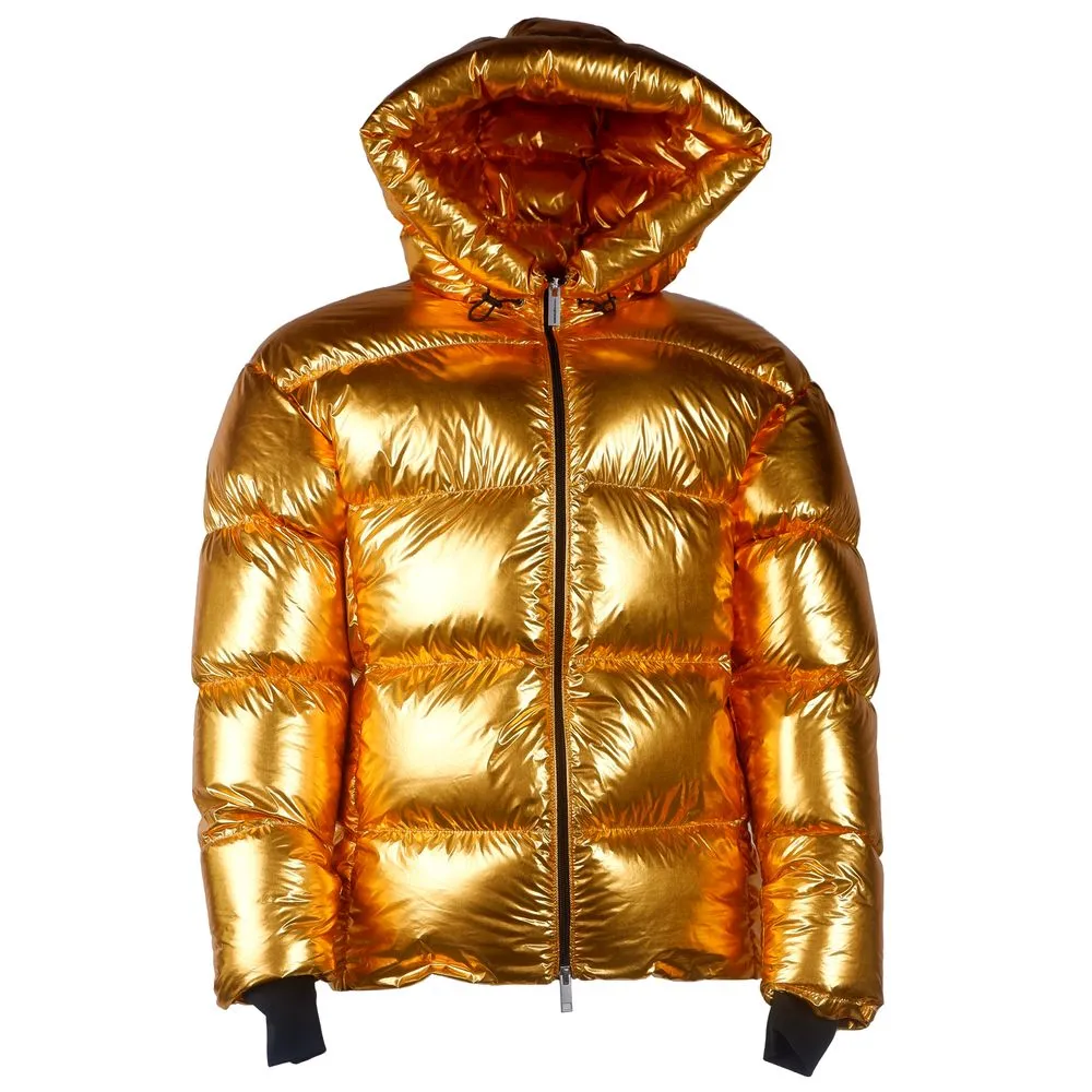 Centogrammi Women's Exquisite Golden Puffer Jacket with Hood