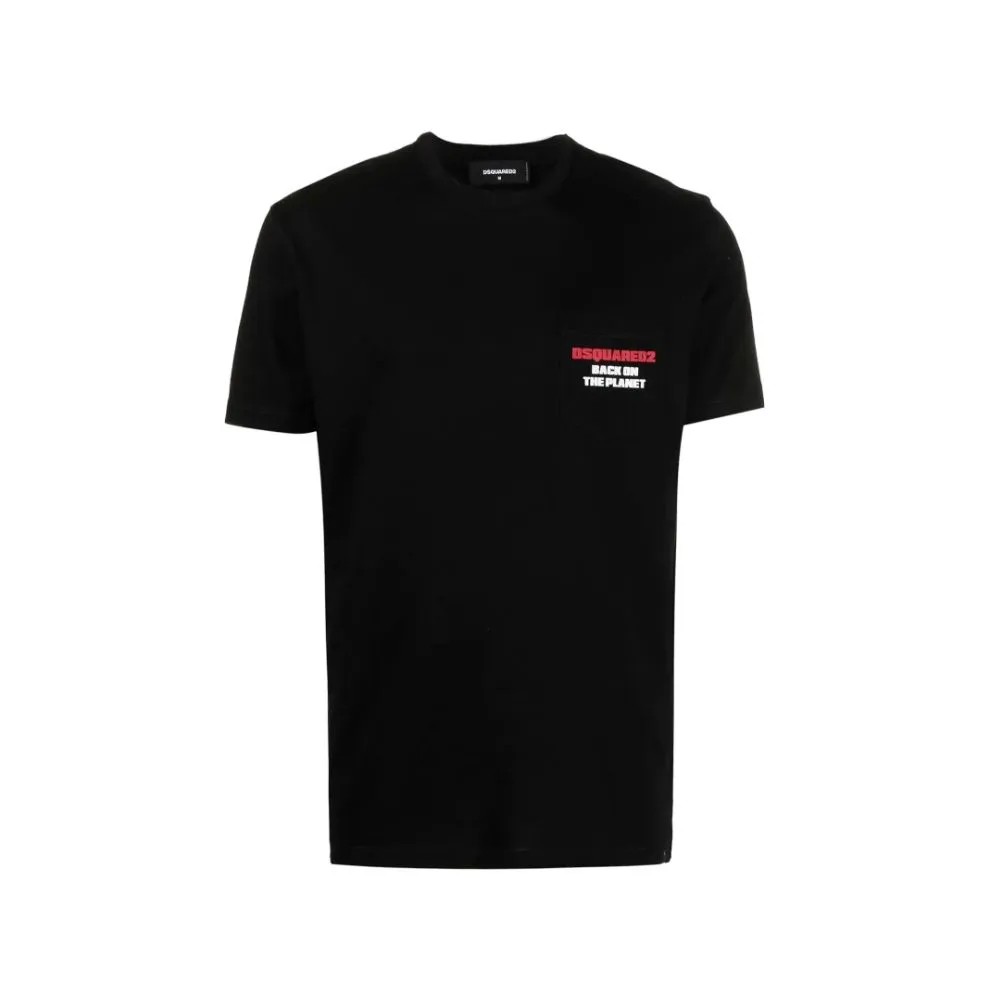 Dsquared² Men's Chic Black Logo-Essence Cotton Tee