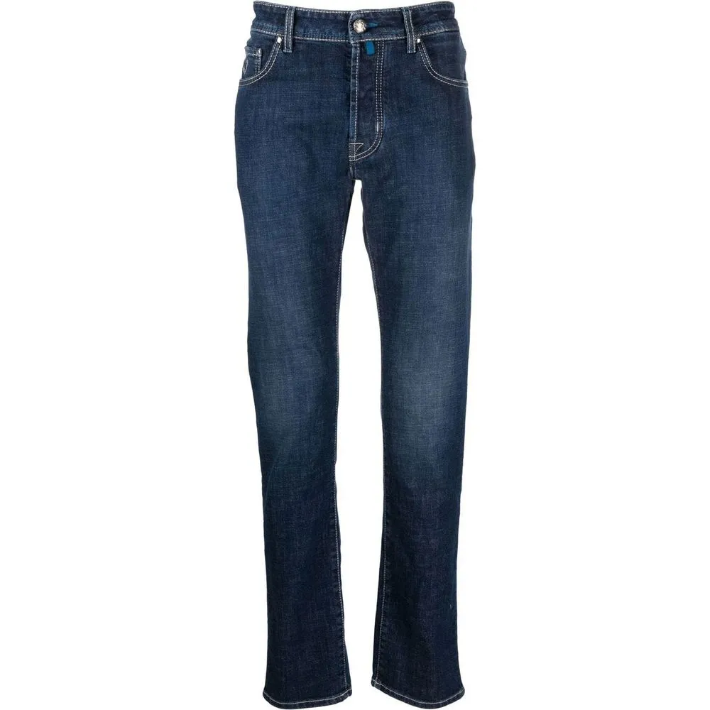 Jacob Cohen Men's Exclusive Indigo Straight Leg Jeans with Bandana Detail
