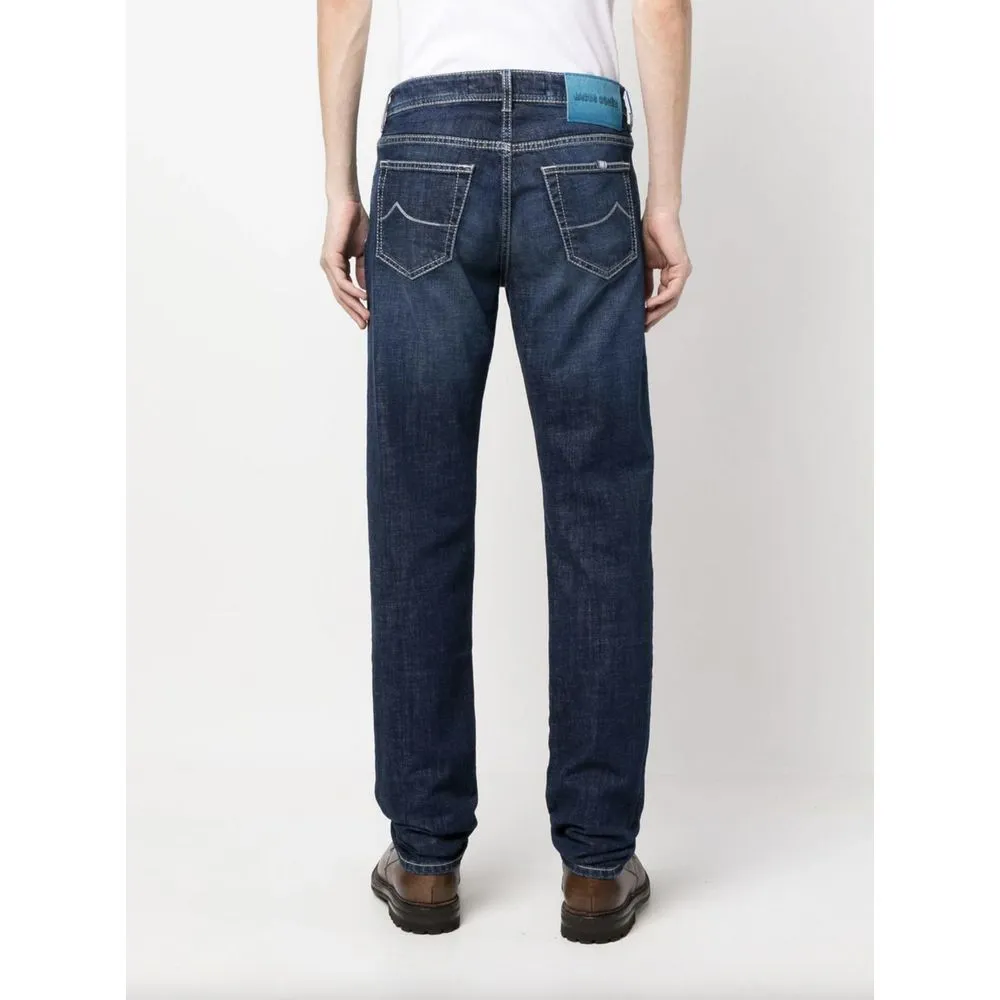 Jacob Cohen Men's Exclusive Indigo Straight Leg Jeans with Bandana Detail