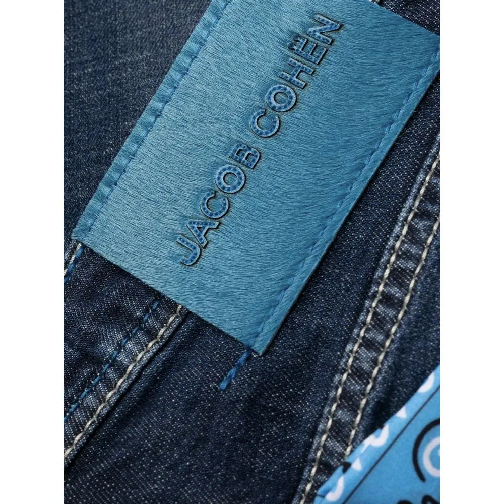 Jacob Cohen Men's Exclusive Indigo Straight Leg Jeans with Bandana Detail