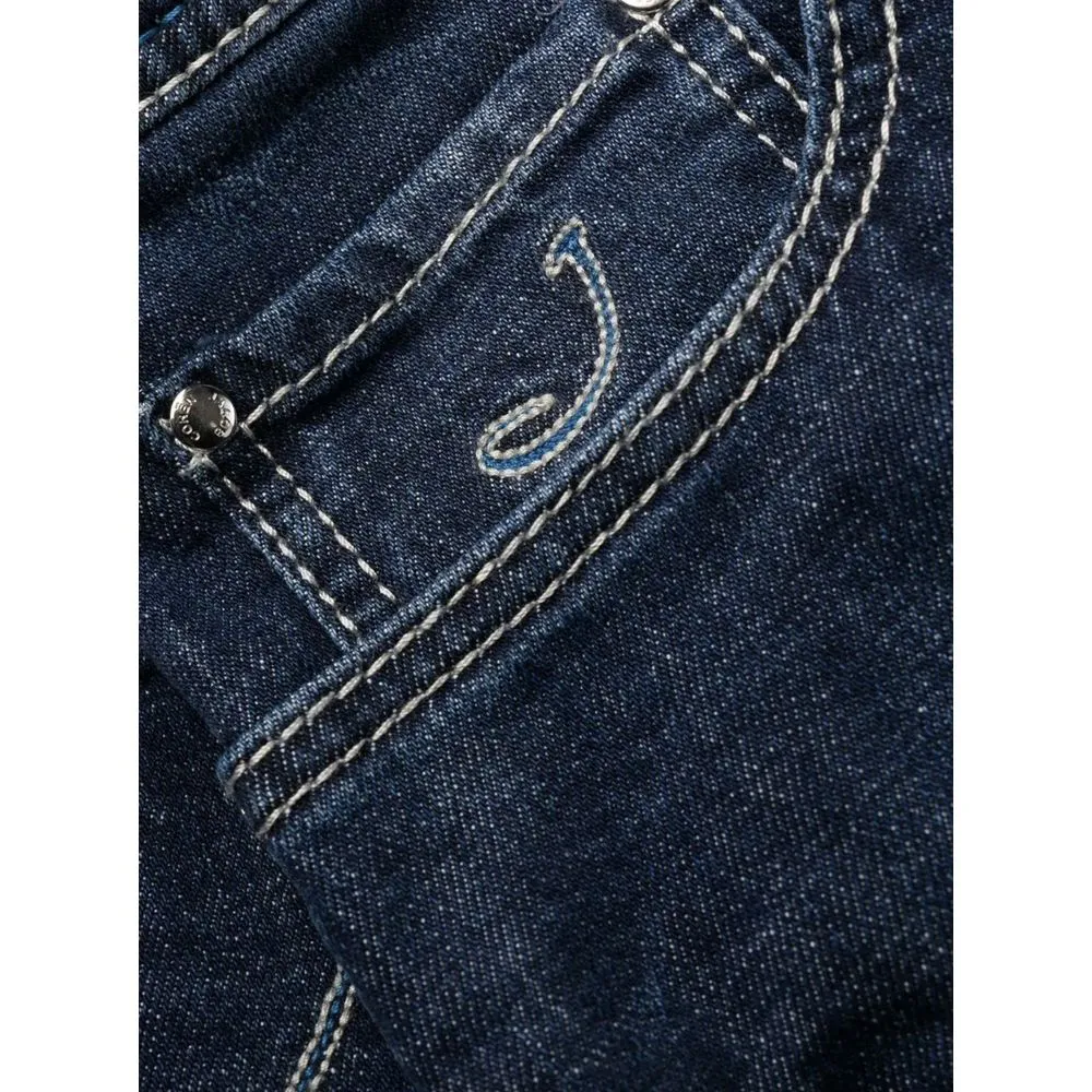 Jacob Cohen Men's Exclusive Indigo Straight Leg Jeans with Bandana Detail