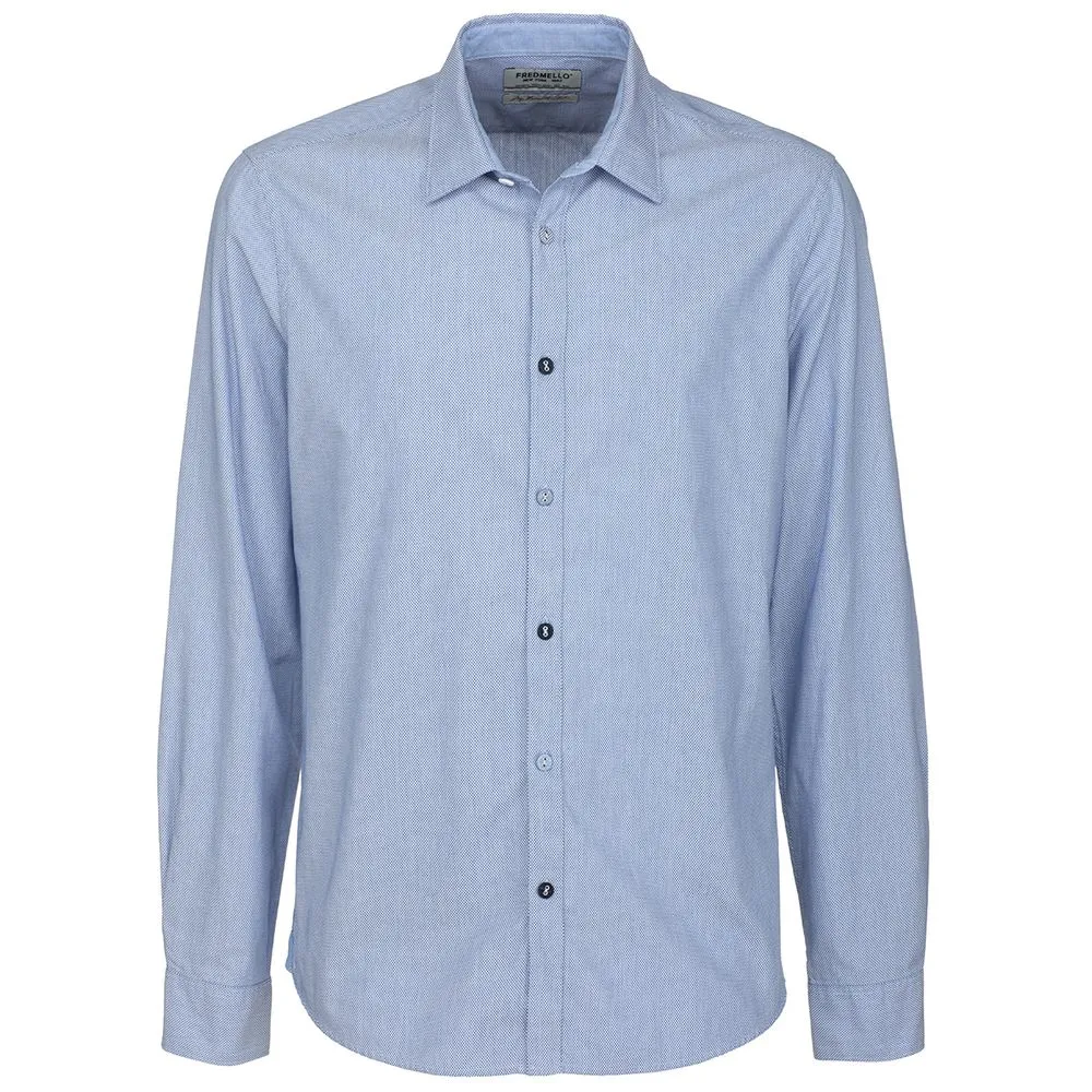 Fred Mello Men's Chic Blue Dot Patterned Button-Up Shirt