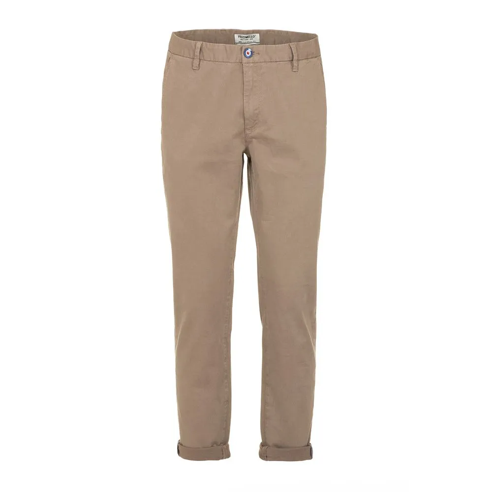 Fred Mello Men's Beige Cotton Blend Casual Pants for Men