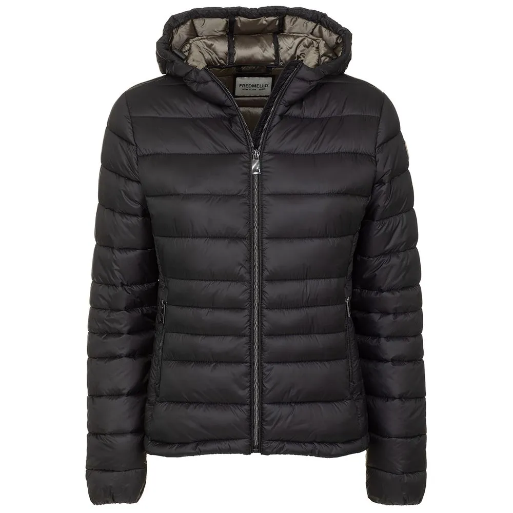 Fred Mello Women's Chic Hooded Short Down Jacket in Black