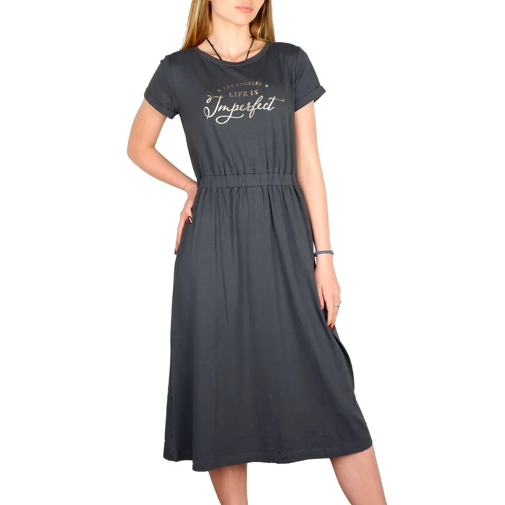 Imperfect Women's Elegant Stretch Dress with Front Print
