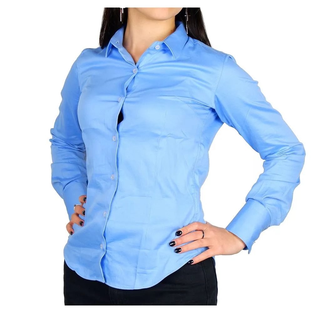 Made in Italy Women's Elegant Satin Cotton Milano Shirt