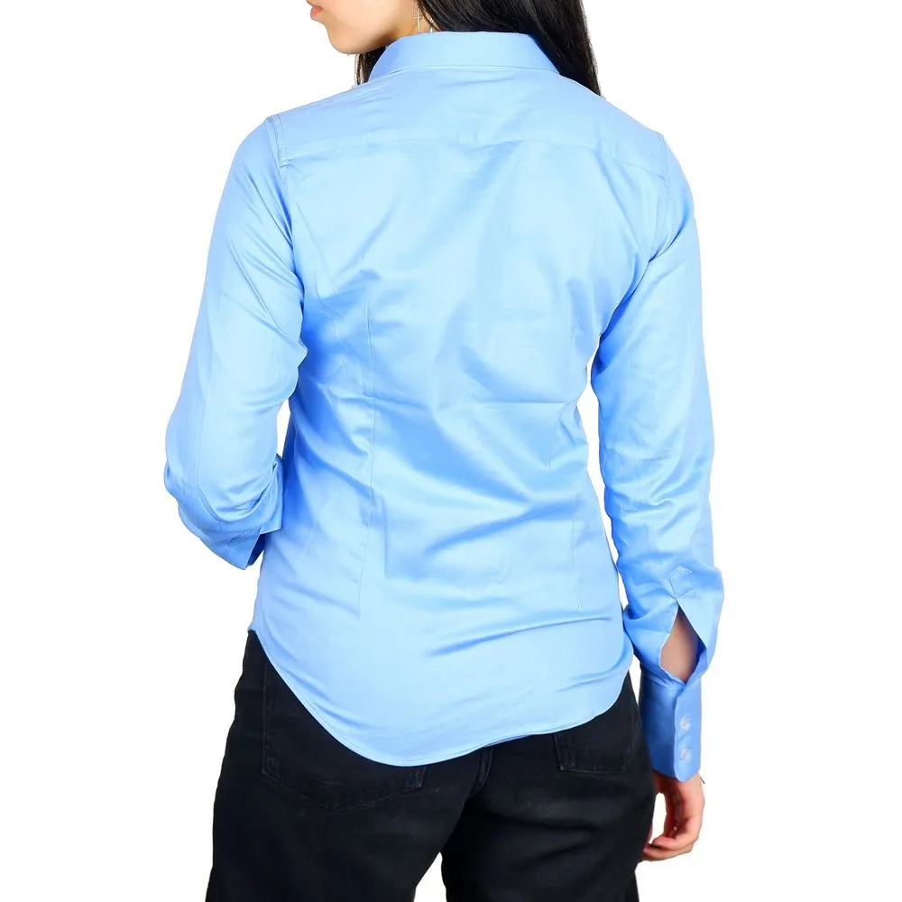 Made in Italy Women's Elegant Satin Cotton Milano Shirt