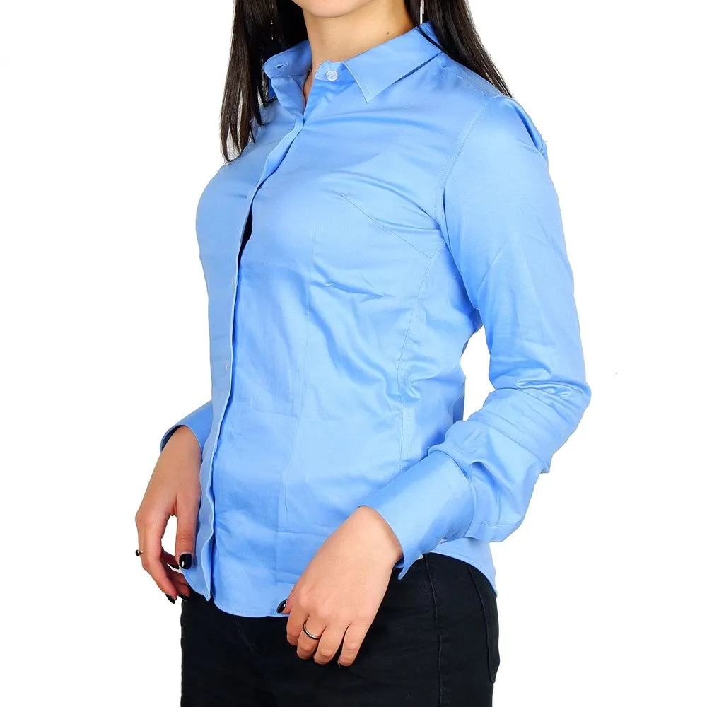 Made in Italy Women's Elegant Satin Cotton Milano Shirt