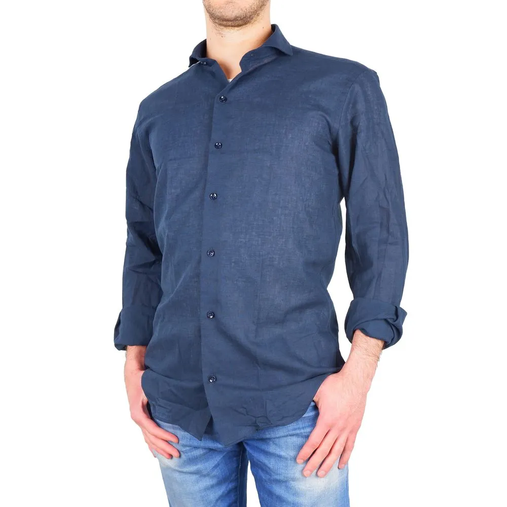 Made in Italy Men's Sleek Milano Lisbon Cotton-Linen Shirt
