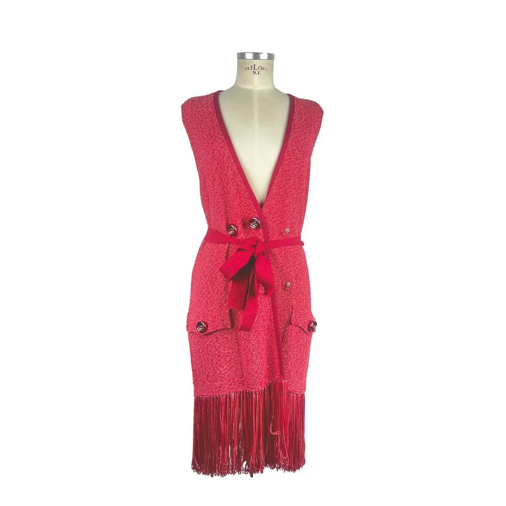 Elisabetta Franchi Women's Fuchsia Sleeveless V-Neck Cardigan