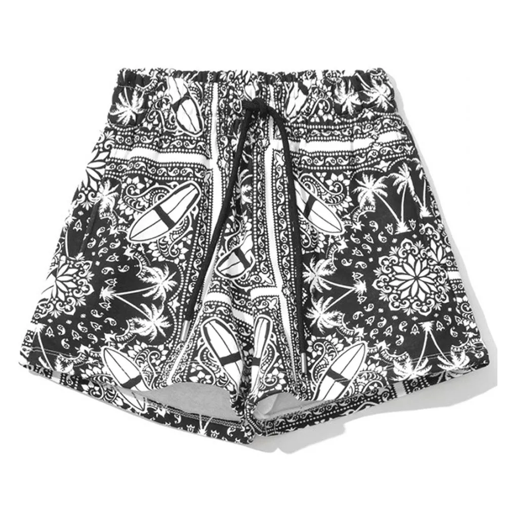 Comme Des Fuckdown Women's Chic Monochrome Palms Cotton Shorts