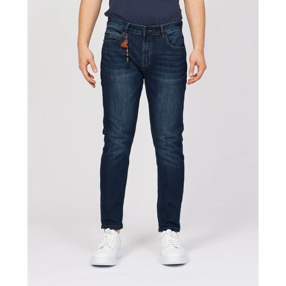 Yes Zee Men's Sleek Blue Cotton Stretch Jeans