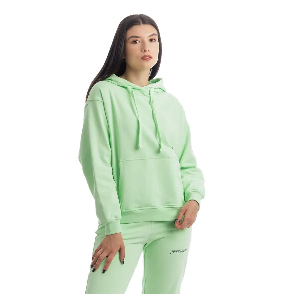Hinnominate Women's Chic Green Cotton Hooded Sweatshirt