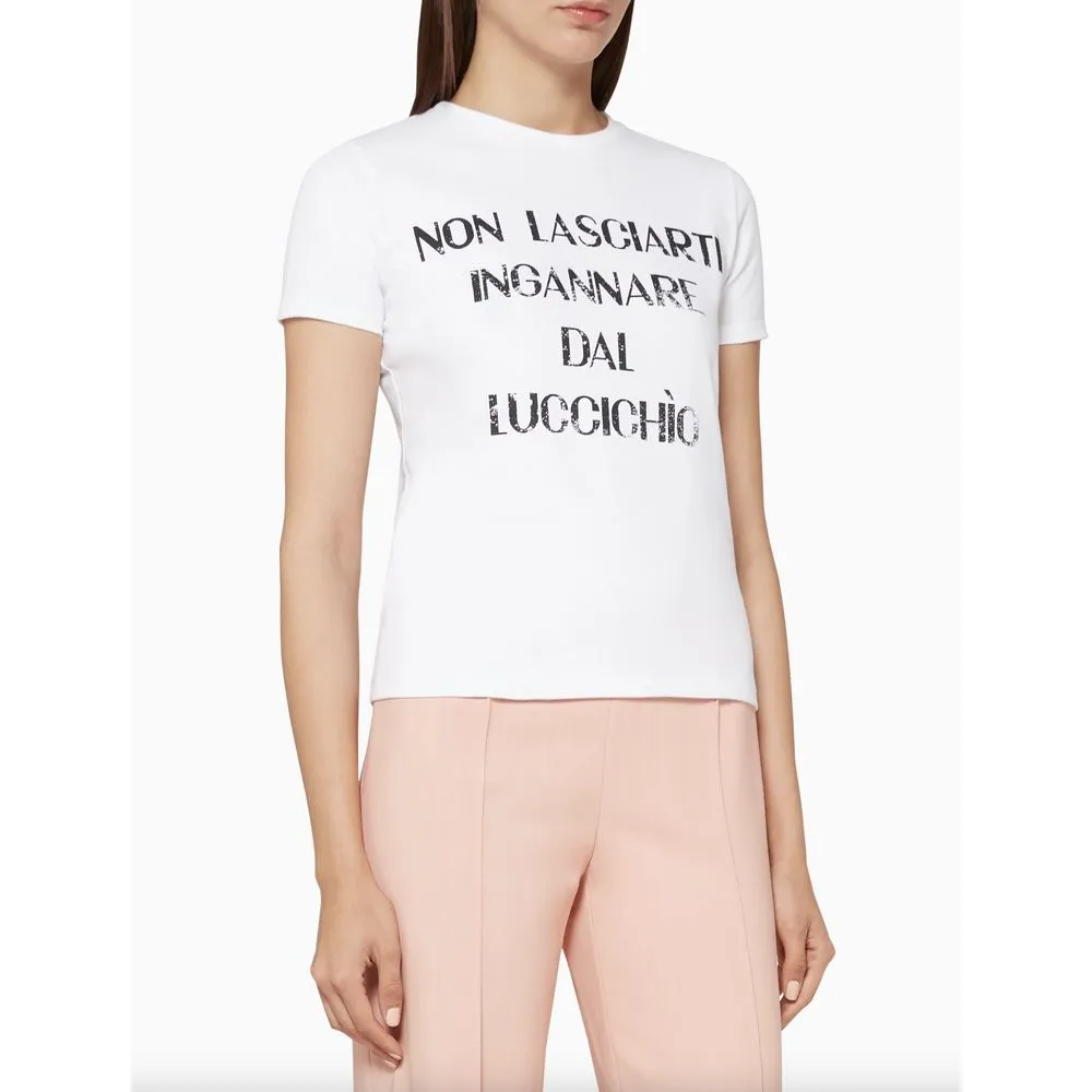 Elisabetta Franchi Women's Elegant Rhinestone Studded Cotton Tee