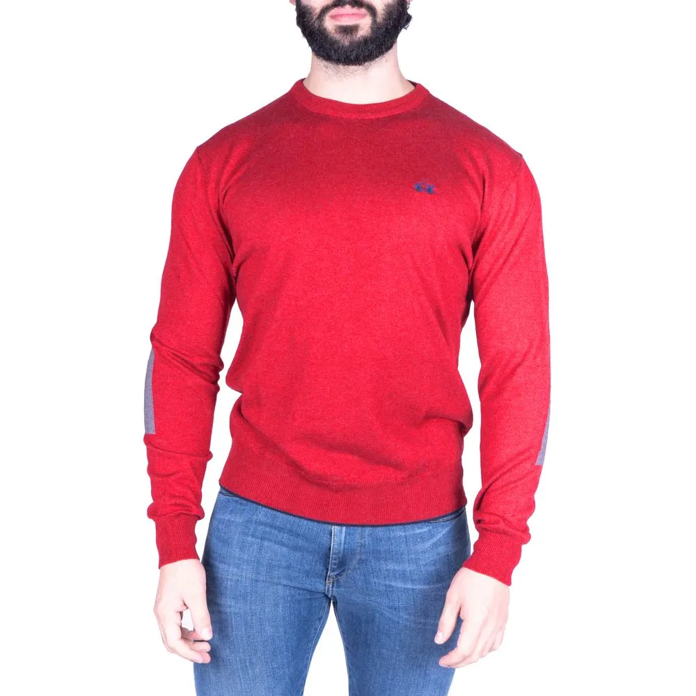 La Martina Men's Chic Cotton Crew Neck Sweater with Embroidered Logo