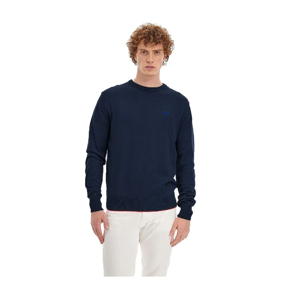 La Martina Blue Cotton Men Sweater