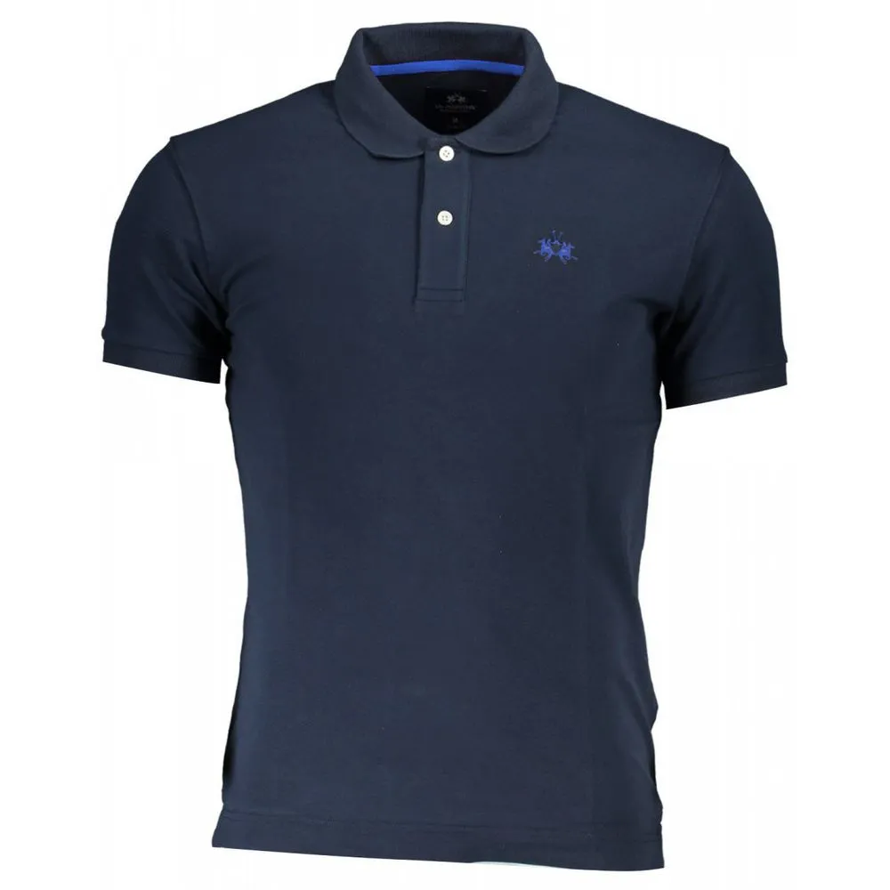 La Martina Blue Cotton Men Polo Shirt