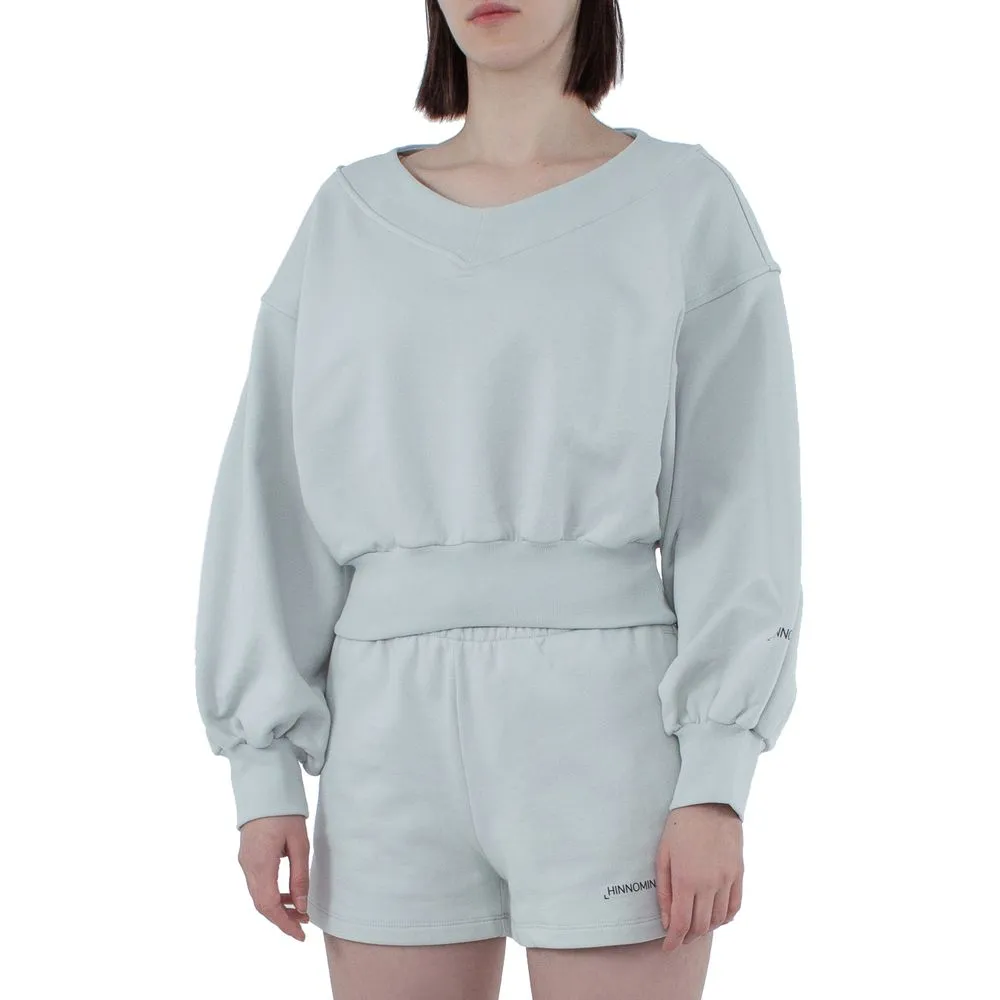 Hinnominate Women's Chic Gray V-Neck Cotton Sweatshirt