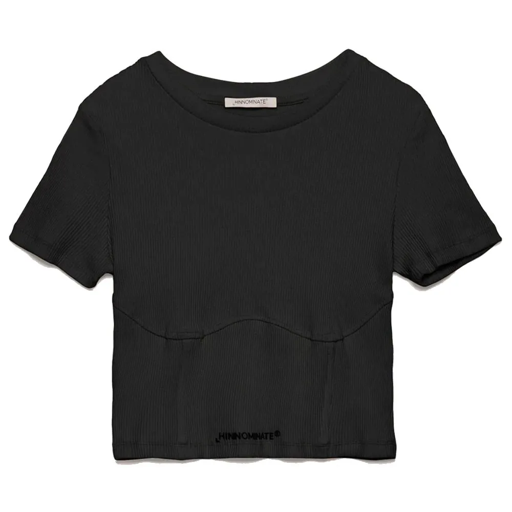 Hinnominate Women's Chic Ribbed Cotton Tee with Logo Detail