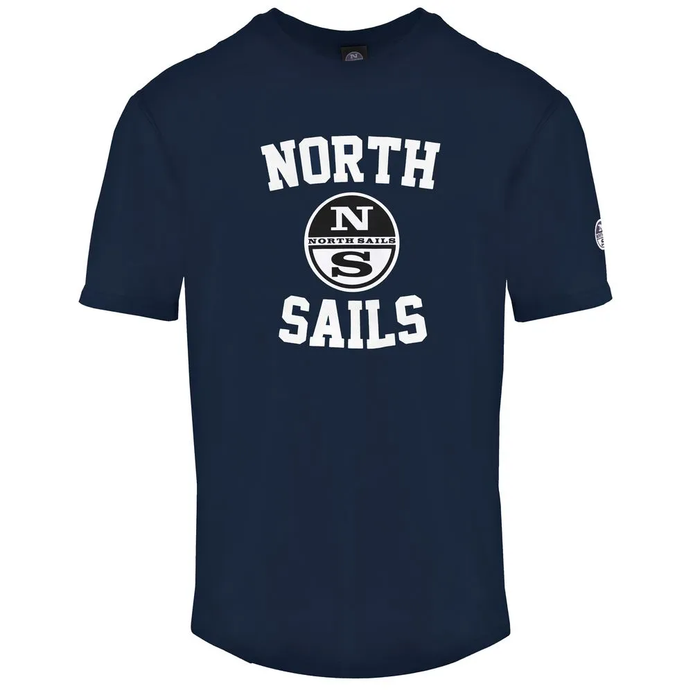 North Sails Men's Blue Crewneck Cotton Tee with Front Print