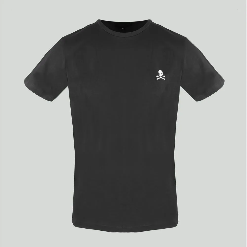 Philipp Plein Men's Elite Black Cotton T-Shirt with Signature Embroidery