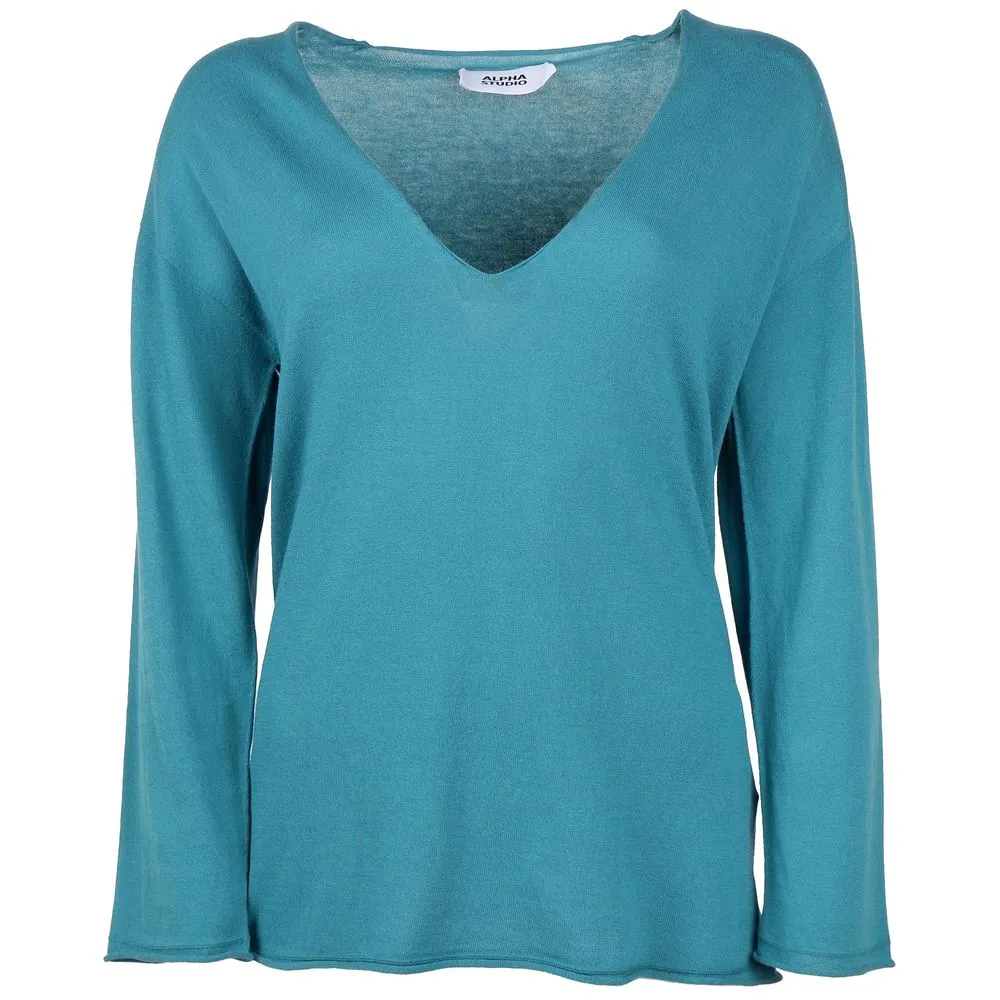 Alpha Studio Women's Green Cotton Sweater