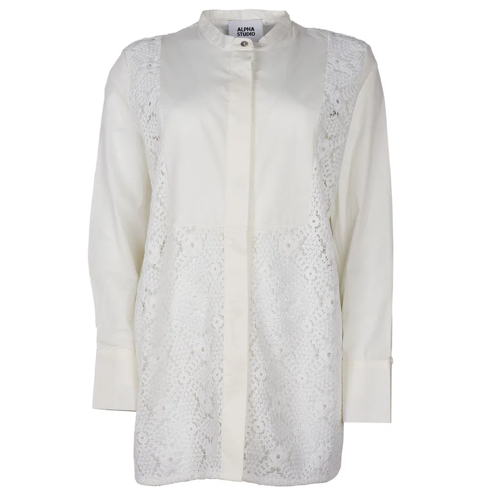 Alpha Studio Women's White Cotton Shirt