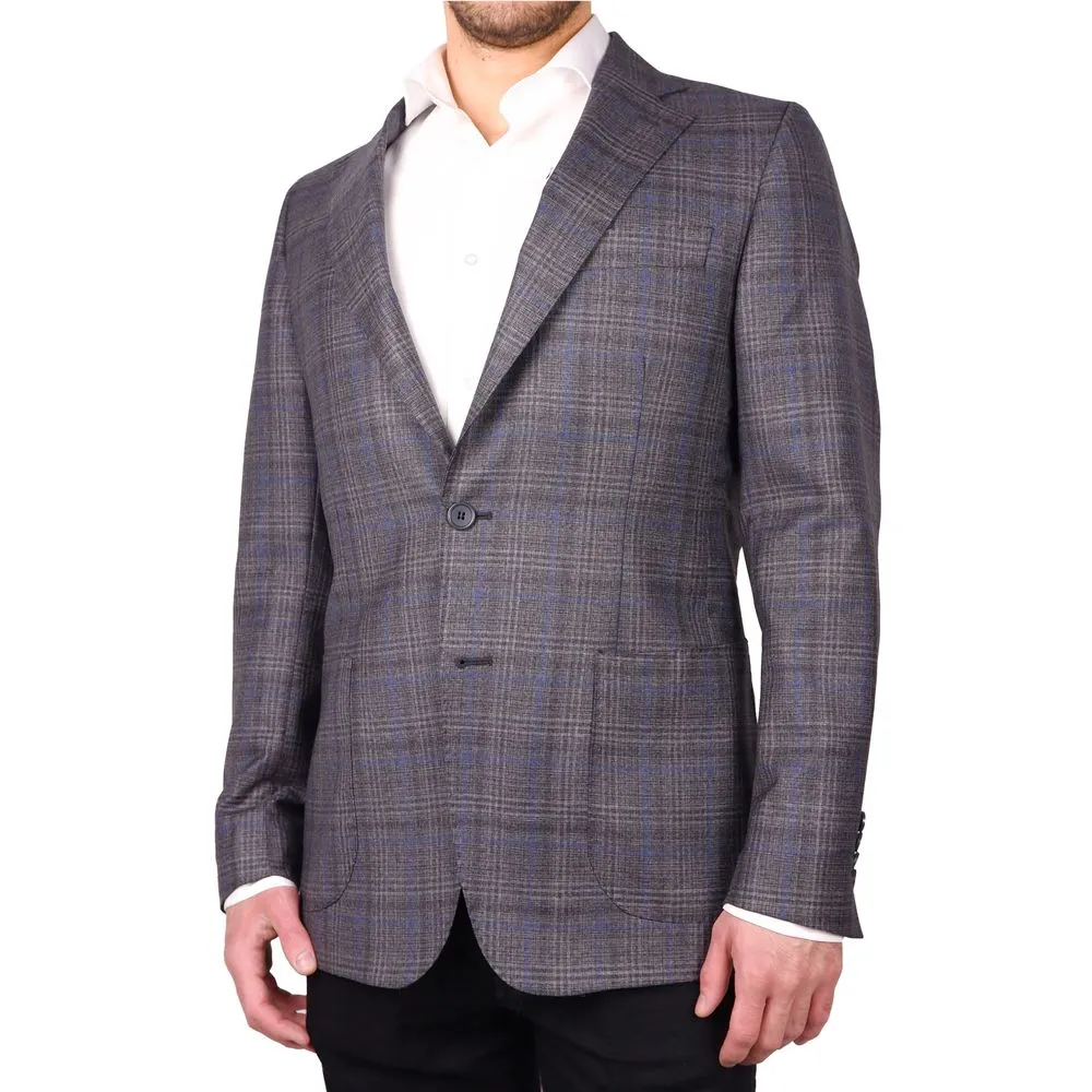 Made in Italy Men's Brown Wool Vergine Blazer