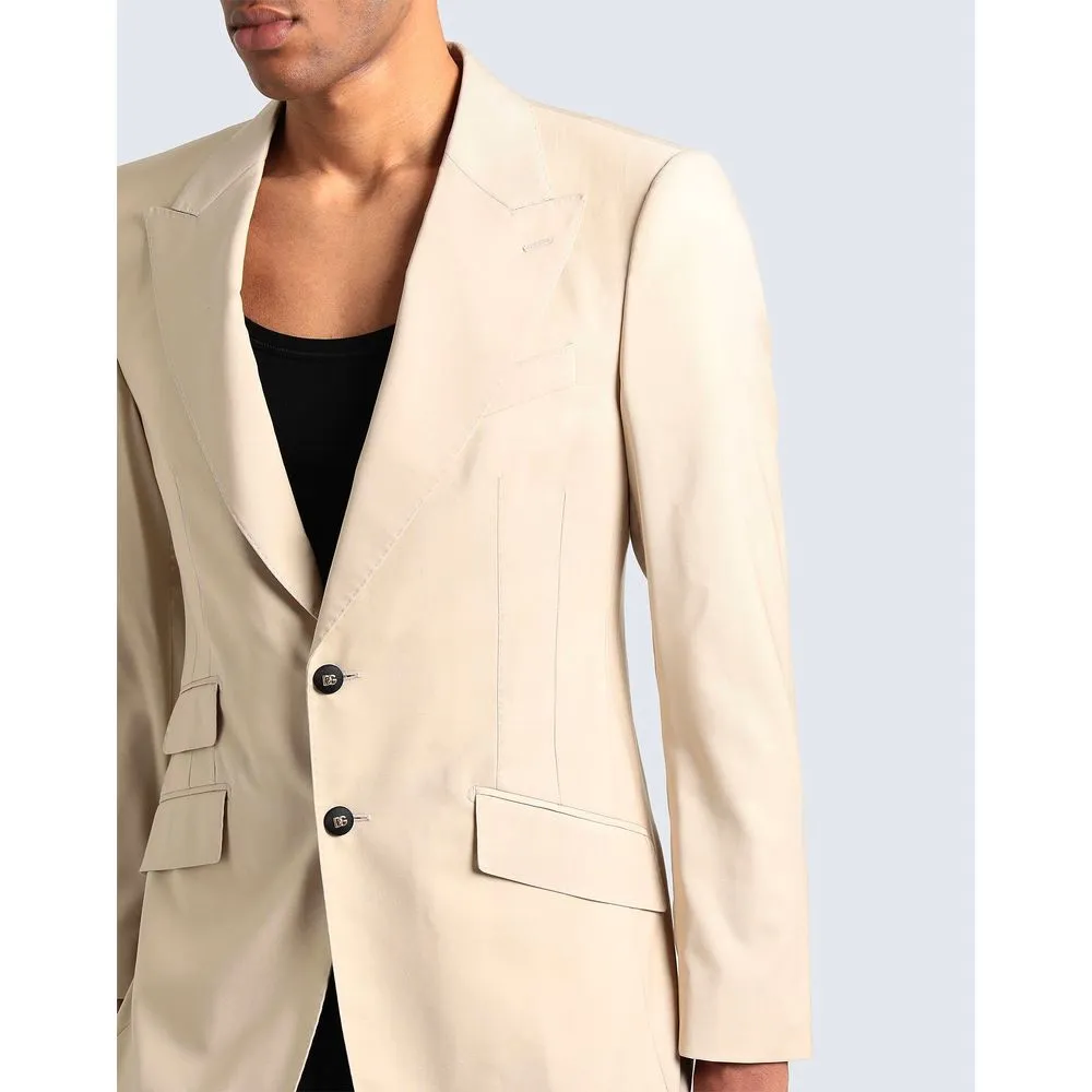 Dolce & Gabbana Men's Beige Wool E Silk Blazer