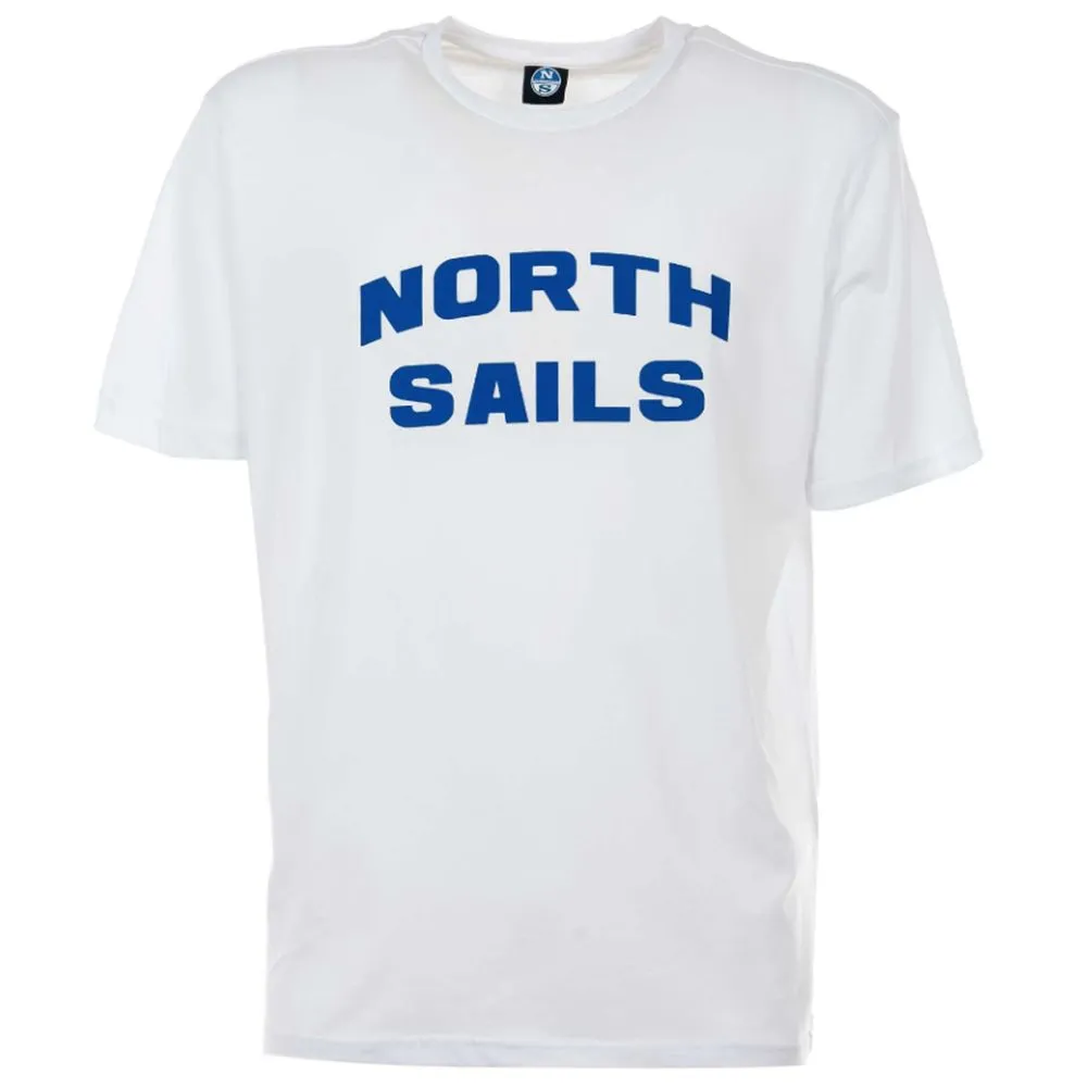 North Sails Men's Elegant White Cotton Tee with Bold Blue Logo
