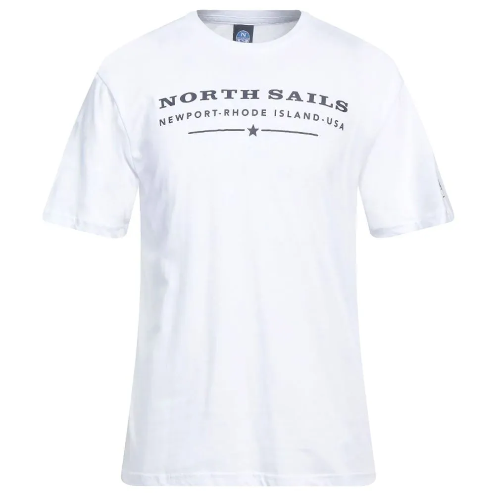 North Sails Men's Elegant White Cotton Tee with Chest Print