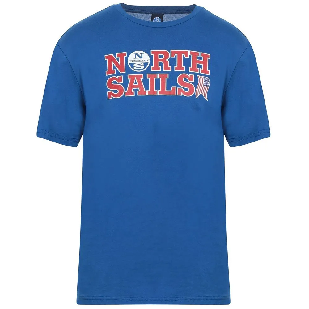 North Sails Men's Ocean Blue Cotton Tee with Signature Chest Logo