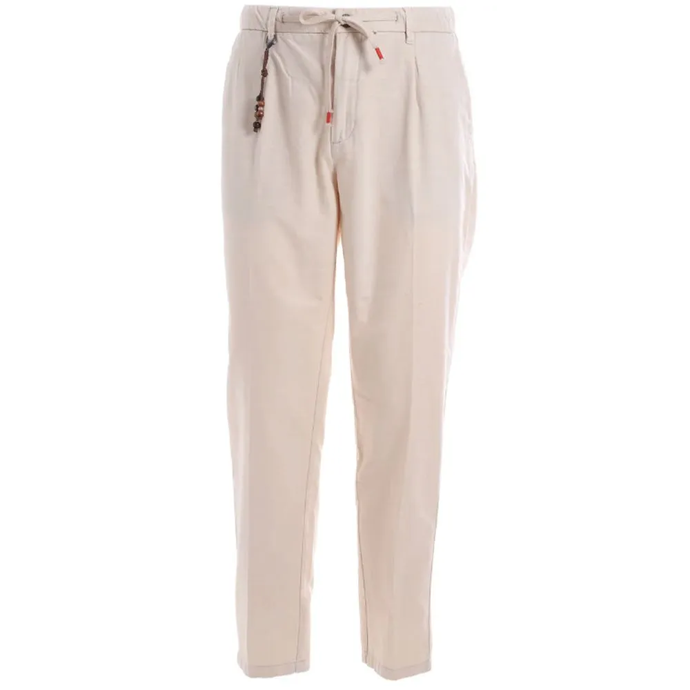 Yes Zee Men's Chic Beige Regular Fit Cotton Trousers