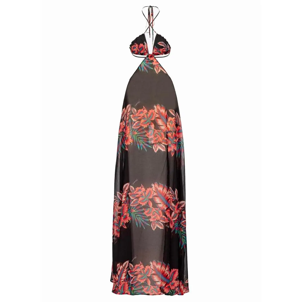 PINKO Women's Elegant Floral Split Dress in Translucent Pink